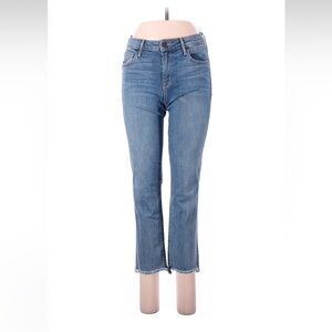 Parker Smith Straight Crop Jeans Size 28 Raw Hem Mid Rise Blue